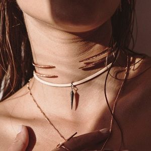 ❌SOLD❌ LUV AJ Pave Spike Collar Rose Gold Choker